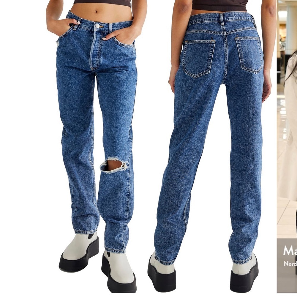Free People The Lasso Jeans High Rise Straight Leg Distressed Jeans - Picture 4 of 8